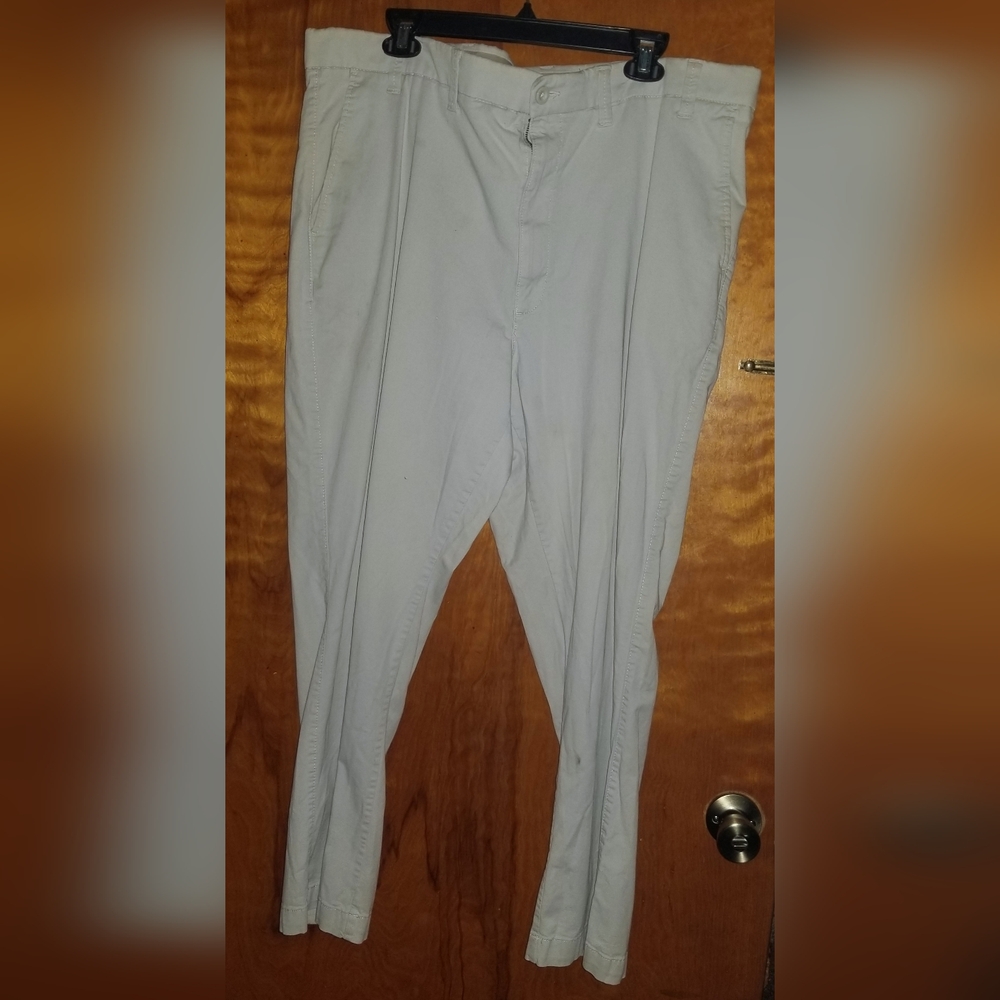 Men's Roundtree & Yorke Casuals Stretch Big Man Straight Flat Beige 44X29 Pants